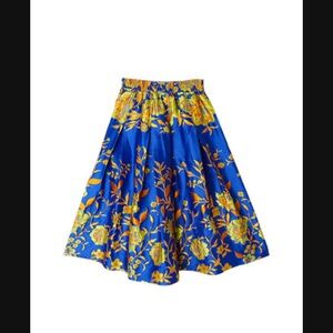 Buru Size Extra Small Polly Party Skirt - Royal Brocade Floral Blue Gold
